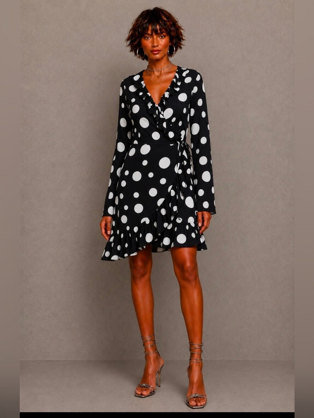 NASTY GAL Jymbo polka dot wrap skater dress size 10 NEW